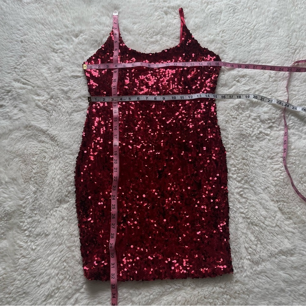 Mind Code Sequin Red Mini Dress M - Picture 6 of 8